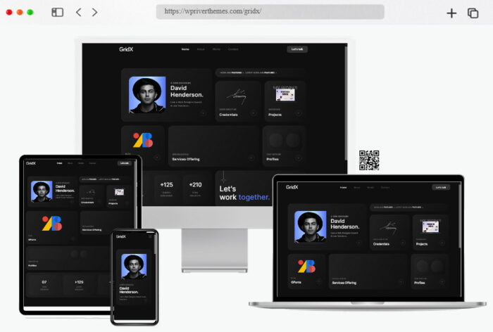 gridx personal portfolio resume theme
