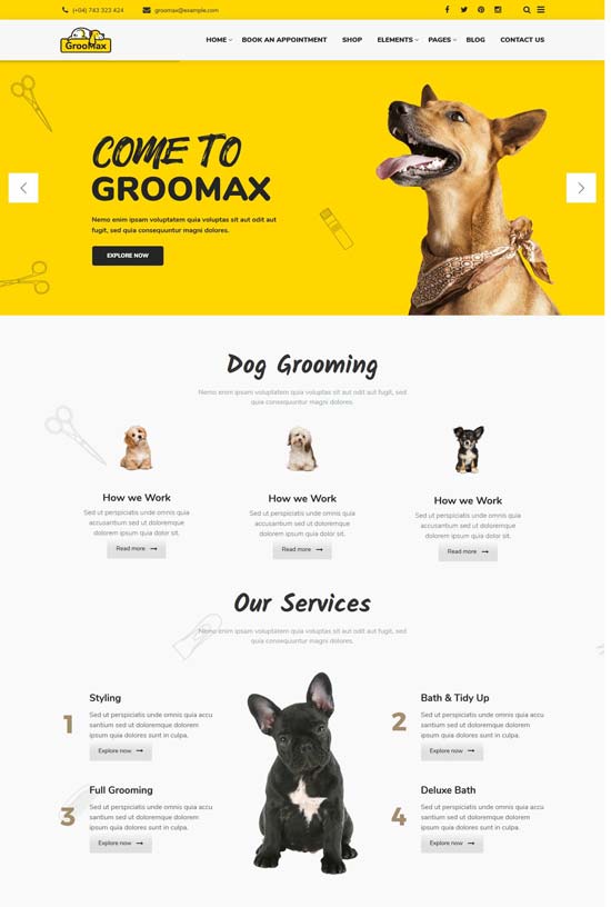 groomax pet grooming wordpress theme