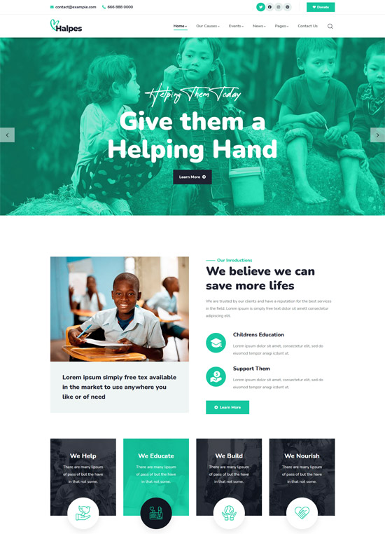 halpes nonprofit charity wordpress theme