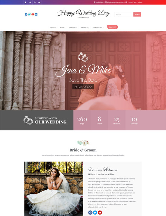 happy wedding day wordpress theme