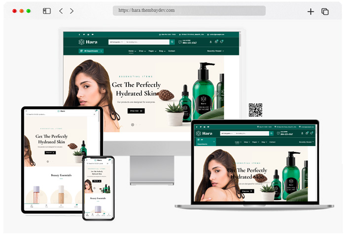 hara cosmetics shop woocommerce theme