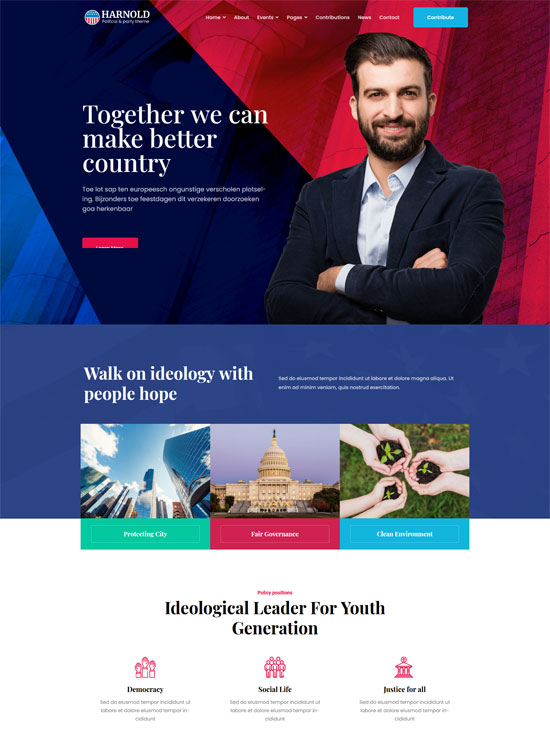 harnold political wordpress theme