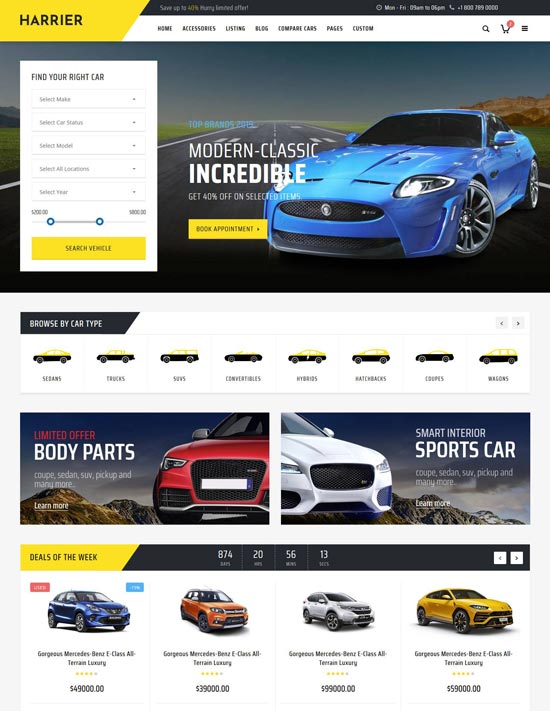 harrier car dealer html template