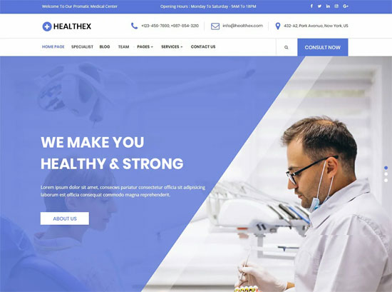 healthexx free wordpress medical theme