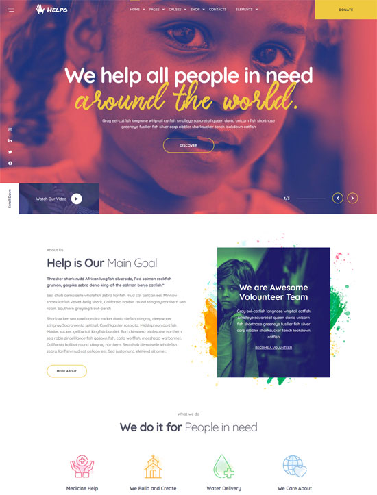 helpo charity wordpress theme