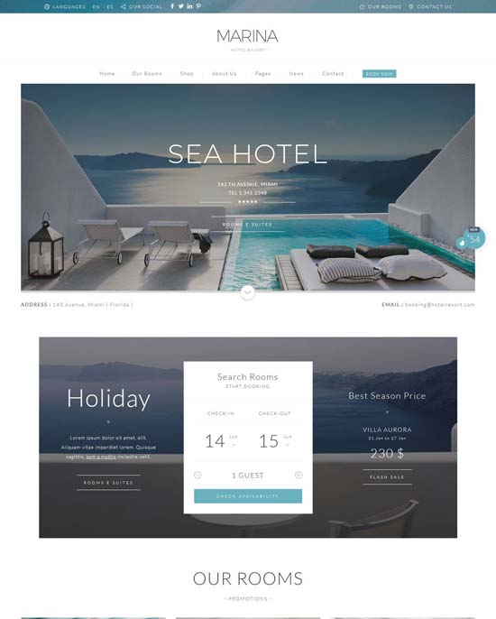 hotel marina hotel resort wordpress