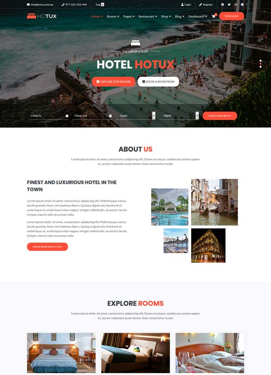 hotux hotel resort html template
