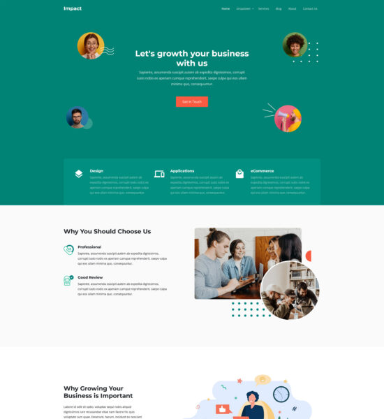 impact free html template for startups