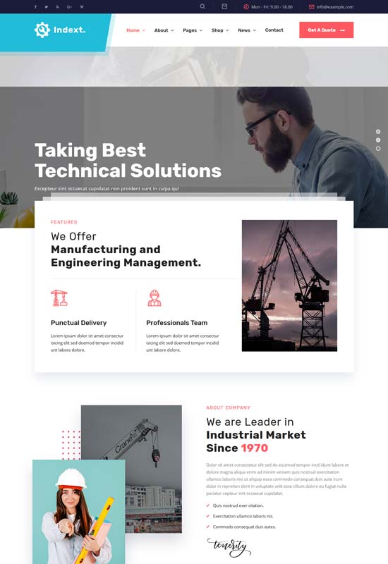 indext industry factory html template