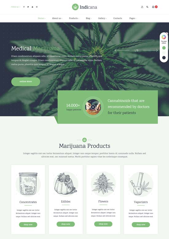 indicana medical marijuana wordpress theme