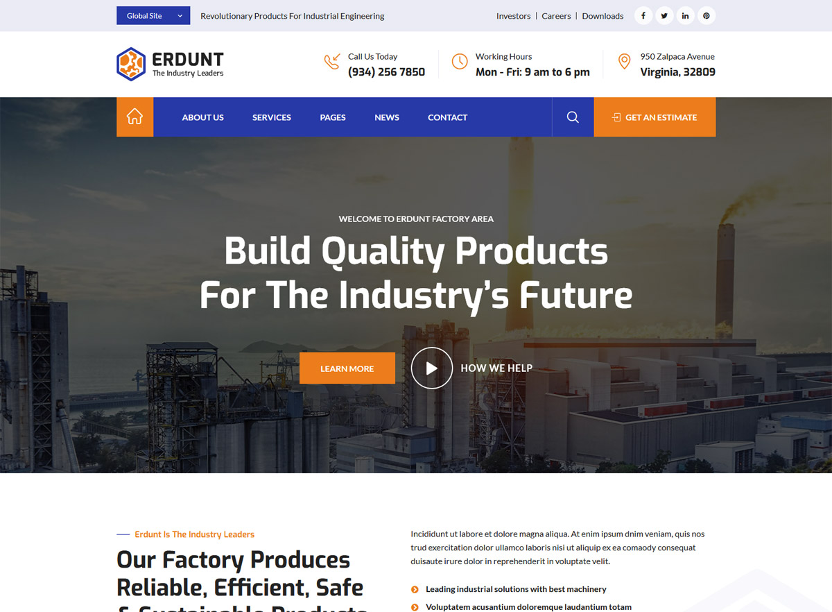 22+ Best Industrial Website Templates 22 - freshDesignweb With Regard To Estimation Responsive Business Html Template Free Download