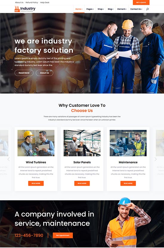 industry industrial react html template