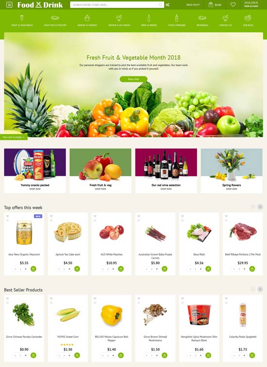 infinit food magento theme