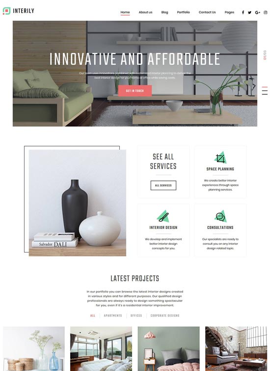 interily interior design joomla template