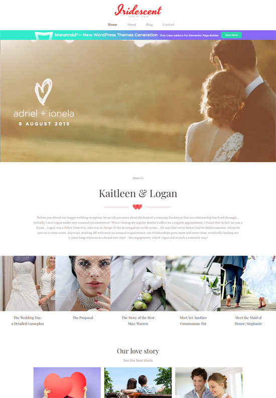 iridescent wedding album free wordpress theme