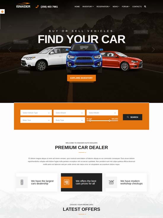 isnaider auto dealer html template