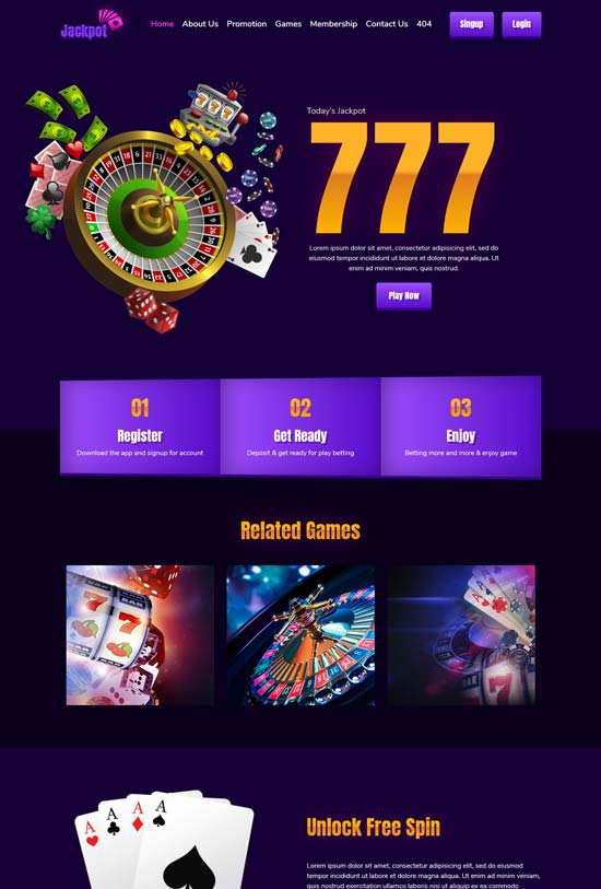 jackpot casino html template