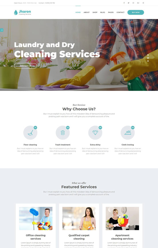 jharon cleaning service wordpress theme