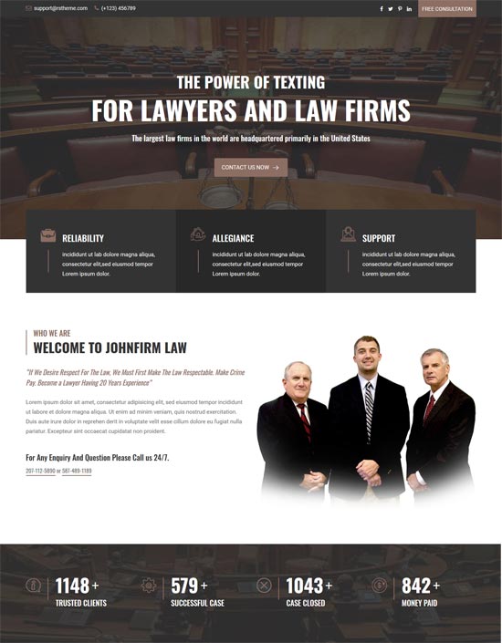 johnfirm lawyer html template