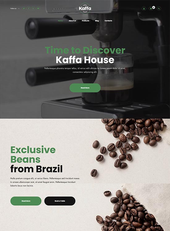 kaffa coffee shop wordpress theme