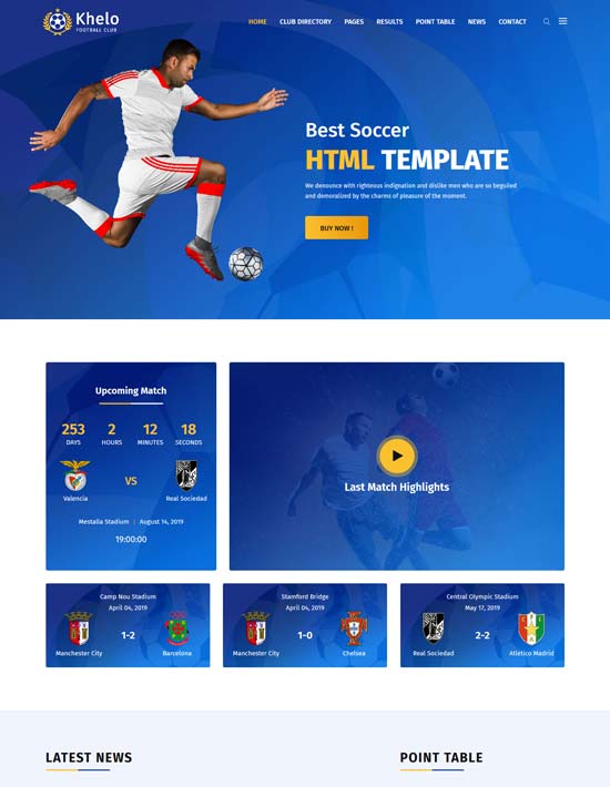 khelo football club html template