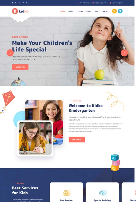 kidko kindergarten html template