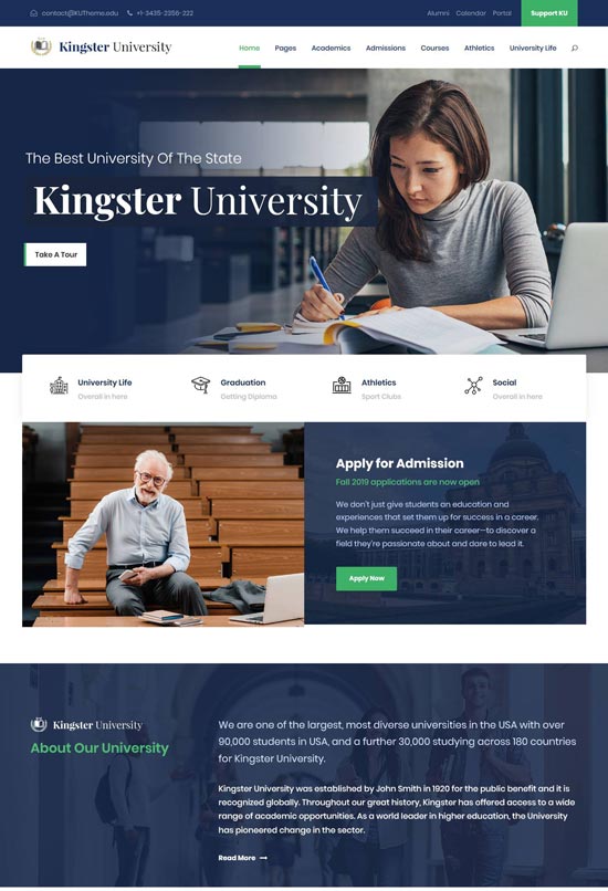 kingster education wordpress theme