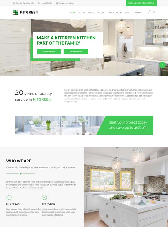 kitgreen interior design wordpress theme