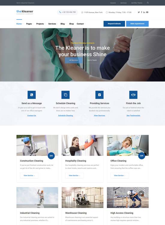kleaner cleaning company wordpress theme