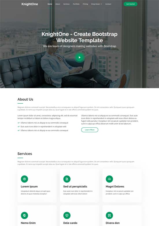 knightone free onepage website template