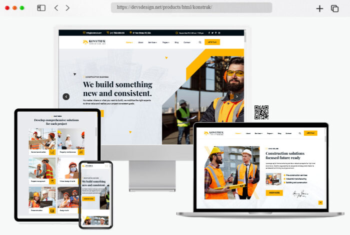 konstruk modern business website designs for construction