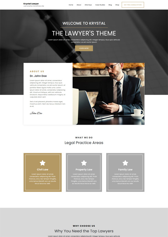 krystal lawyer free wordpress theme