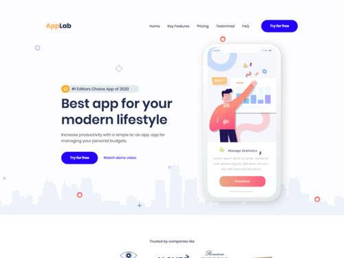 landing page psd template for app showcasing