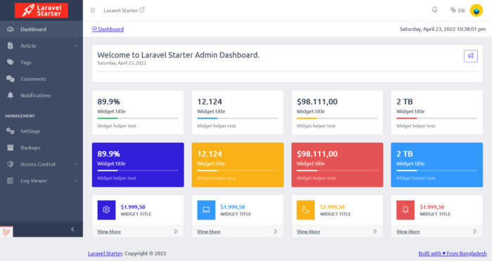 laravel starter laravel admin