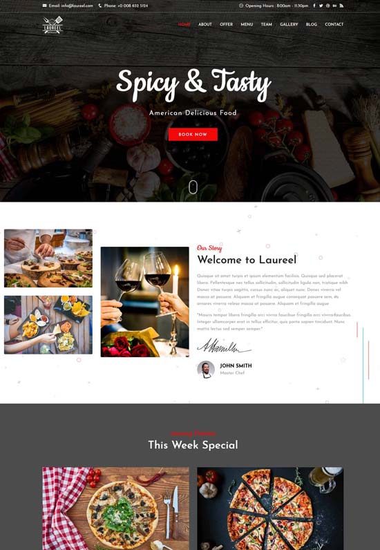 laureel restaurant html template