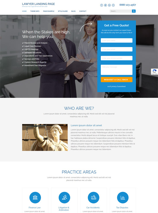 lawyer landing page