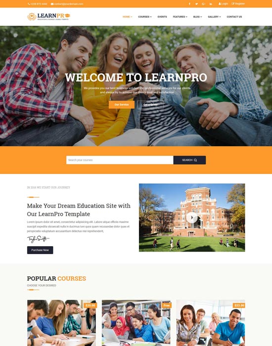 learnpro education course joomla template