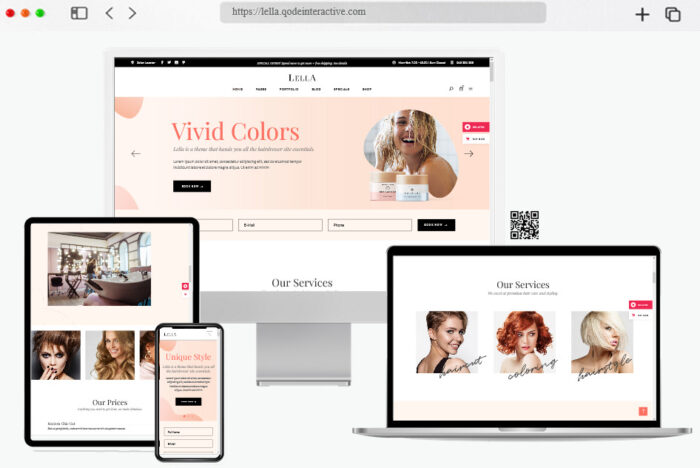 lella hair salon wordpress theme features