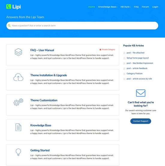 lipi knowledge base wordpress theme