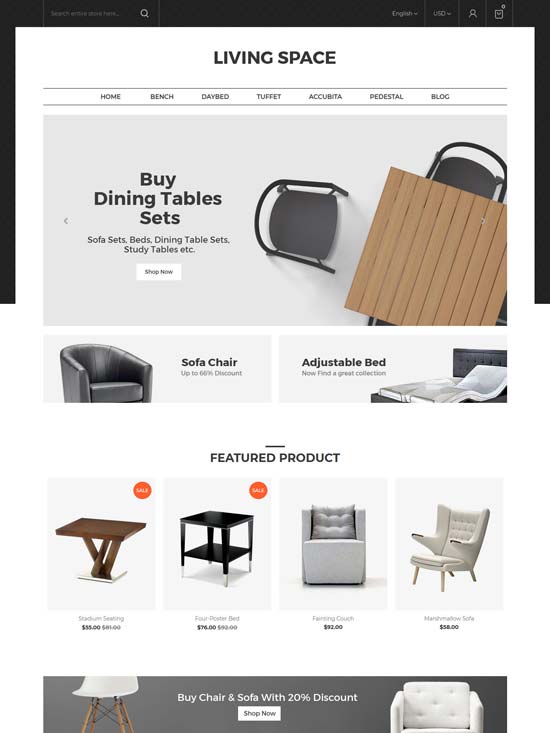 living space furniture magento theme