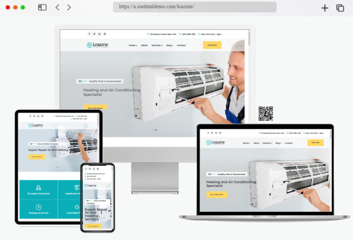 loazzne air conditioning services wordpress theme