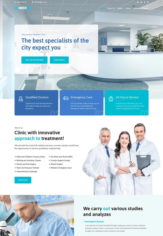 medilife medical joomla template