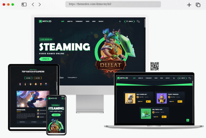 mykd website template design for gaming