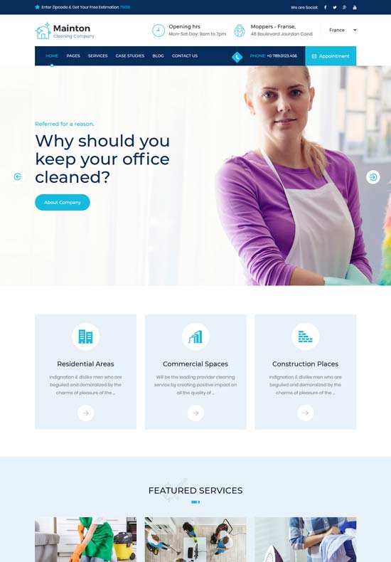 mainton cleaning services wordpress theme