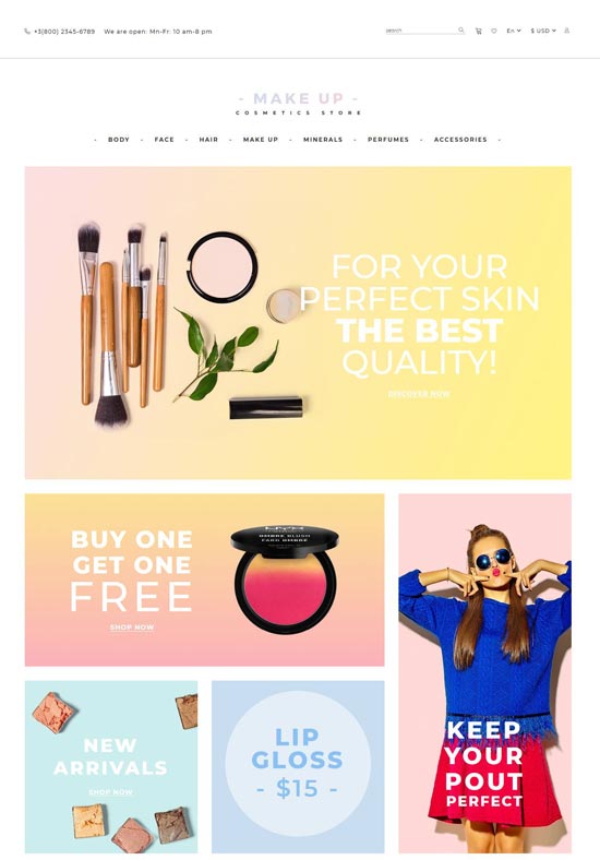 make up cosmetic store opencart template