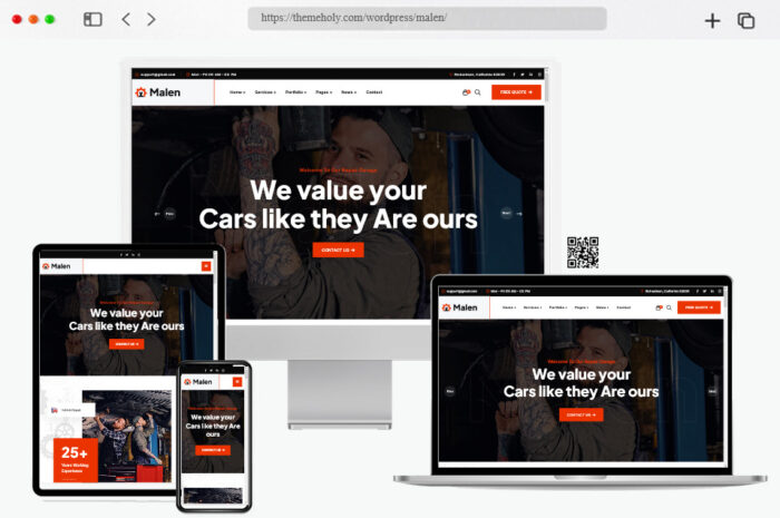 malen car service repair wordpress theme