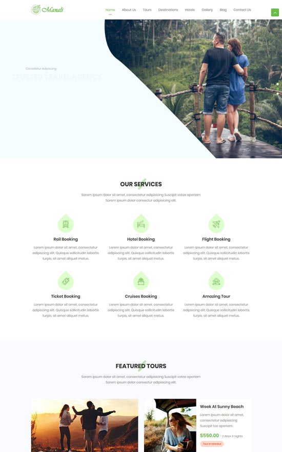 manali tour agency template