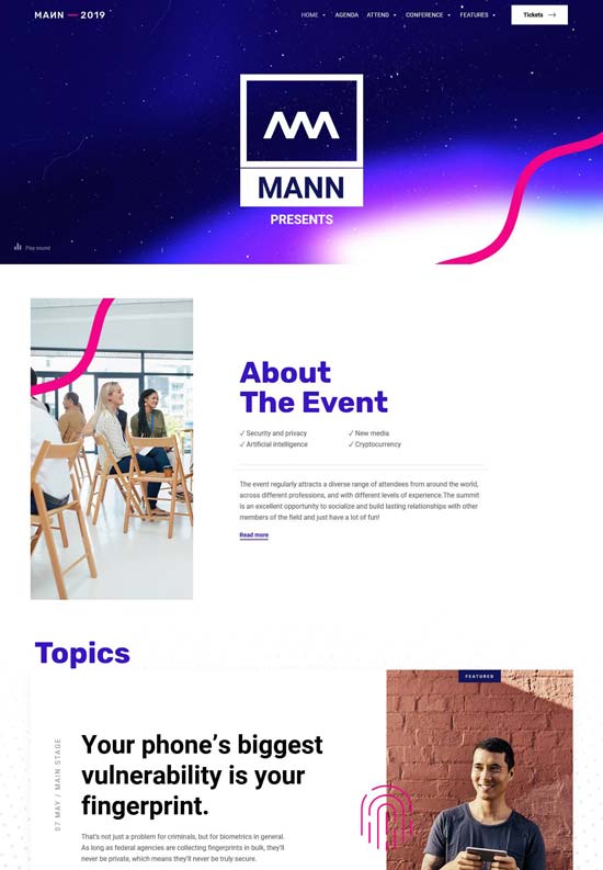 mann event conference wordpress