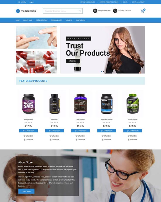 medicalshop drug store magento theme