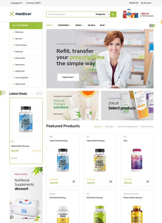 medicor pharmacy store prestashop template